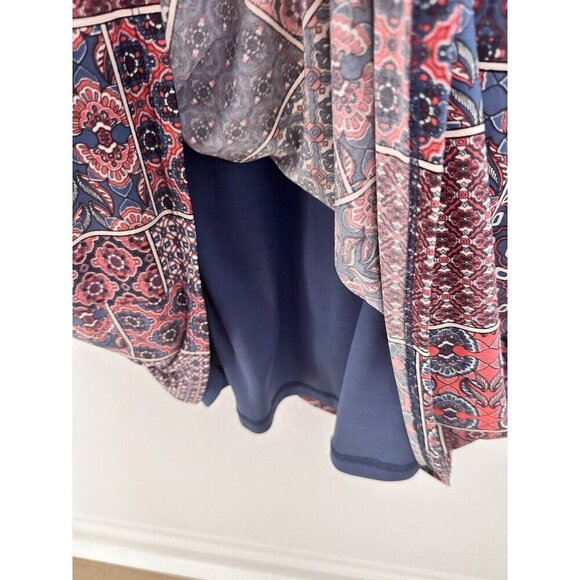 Cato Blue & Red Patchwork Balloon Sleeve‎ Lined Dress Womens Size 22/24W Boho - Picture 8 of 11